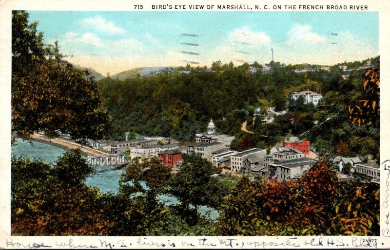 North Carolina Marshall BIrds Eye View 1939 Curteich