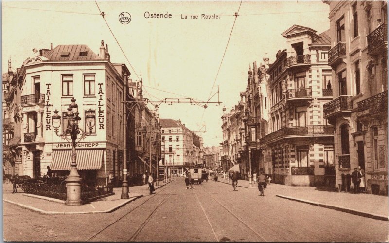 Belgium Ostende La Rue Royale Oostende Ostend Vintage Postcard C182