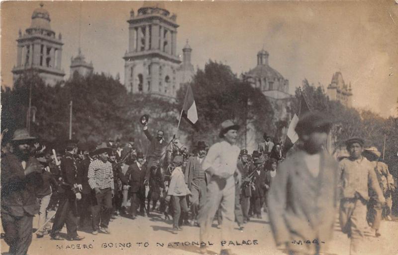 E47/ Mexico Foreign Postcard c1910 RPPC Mexican Revolution Madero to Palace