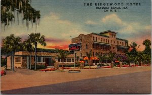 Linen Postcard The Ridgewood Hotel US 1  in Daytona Beach, Florida