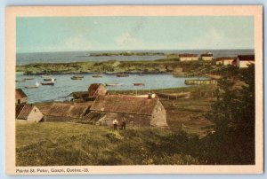 c1940 Gaspe Quebec Canada Vintage Postcard Pointe St. Peter Exterior View Boats