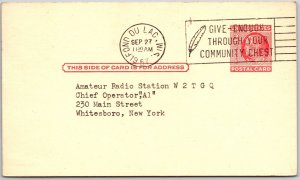 1957 QSL Radio Card K9CMW Fond Du Lac WI Amateur Radio Station Posted Postcard
