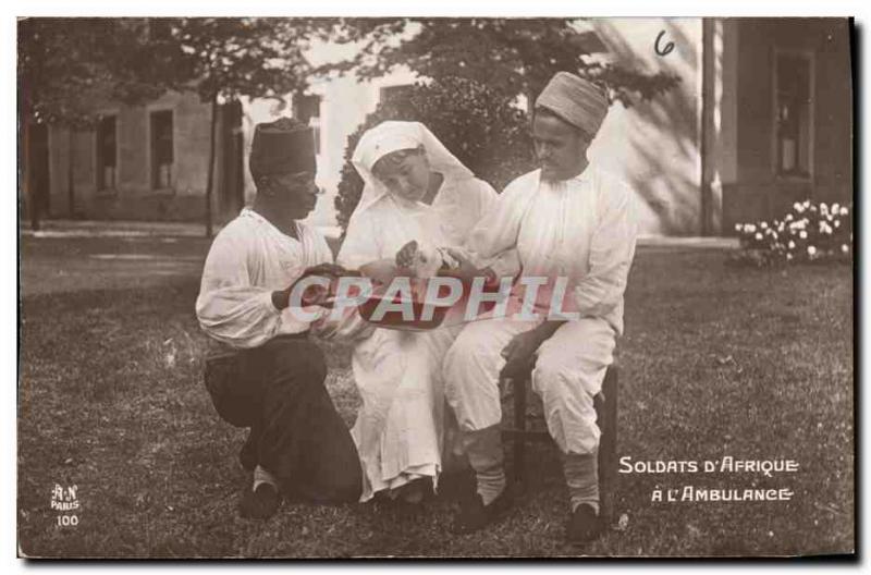 Postcard Old Sante Army Soldiers d & # 39Afrique has the & # 39ambulance Nurse