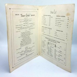 Vintage Dinner Drinks Menu Earl Carroll Theatre Hollywood Los Angeles CA 1940s 