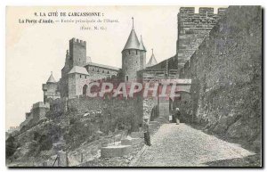 CARTE Post Old La Cite in Carcassonne Aude Gate main entrance West