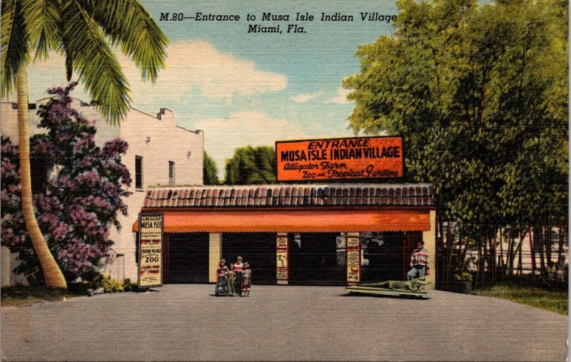 Lot of 3 Seminole Native American Musa Isle Indian Village Florida Postcards