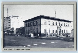 Vallejo California CA Postcard City Hall Building Street Scene 1940 Clear View