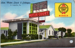 1930s Lion Motor Court and Cottages St. Augustine FL Postcard