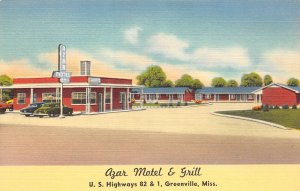 Greenville Mississippi Azar Motel & Grill, Color Linen Vintage PC U8171