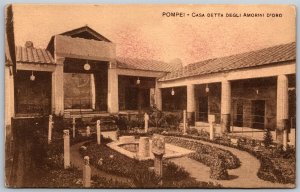 Vtg Italy Pompei Casa Detta Degli Amorini D'Oro Dorati 1910s View Postcard