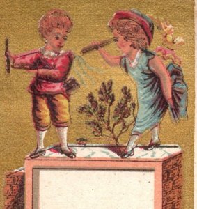 1880s Victorian Trade Cards Children Bird Birdcage Set Of 2 Fab! F3