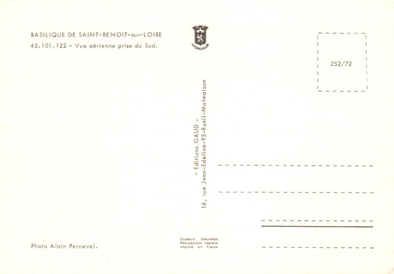Postcard Basilique De Saint-Benoit-Sur-Loire Vue Aerienne Prise Du Sud France