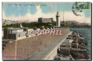 Old Postcard Marseille The pier and the lighthouse Ste Marie