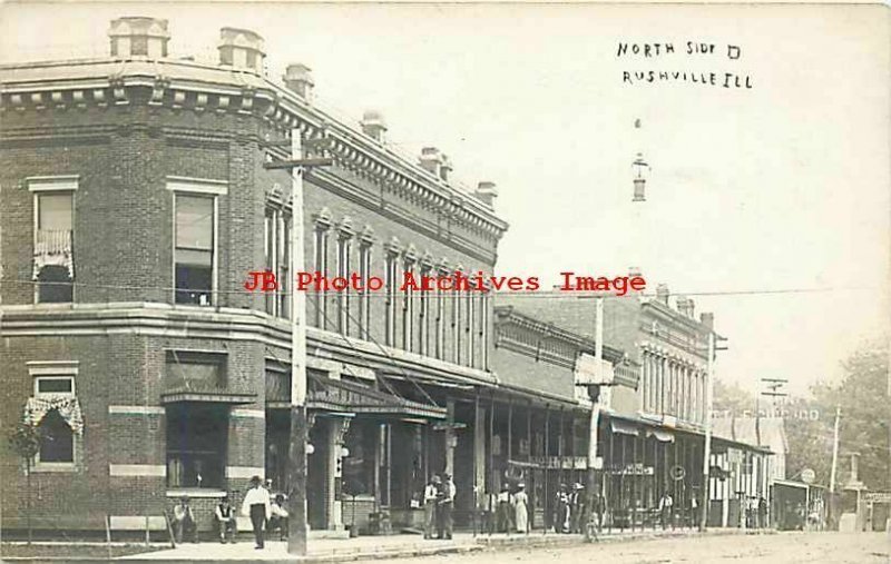 IL, Rushville, Illinois, RPPC, Business Section, North Side Square, Post Office