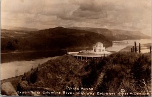 Vtg Vista House Crown Point Columbia River Highway Oregon OR RPPC Postcard