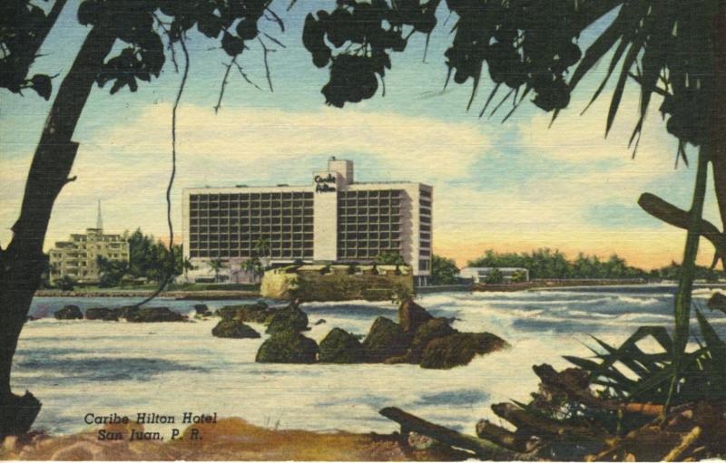 Caribe Hilton Hotel San Juan Puerto Rico Porto Rico Vintage Linen Postcard E5