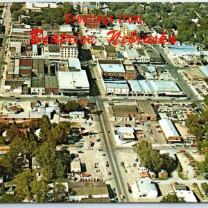 c1970s Beatrice, NE Birds Eye Aerial Downtown Air View Main St Postcard Vtg A178