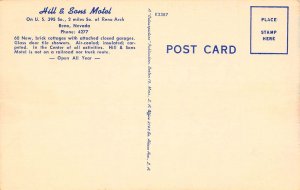 Hill & Sons US 395 Reno Nevada linen postcard