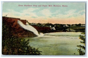 c1910 Great Northern Pulp Paper Mill River Lake Madison Maine Vintage Postcard