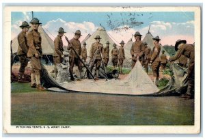 1918 Pitching Tents Scene US Camp Army Junction City Kansas KS Unposted Postcard