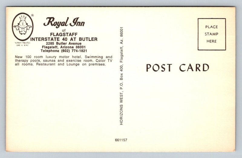 Royal Inn   Flagstaff  Arizona   Postcard