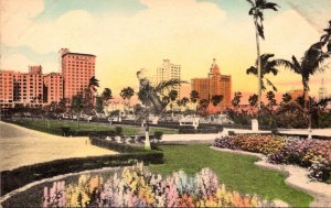 Florida Miami Skyline and Park Handcolored