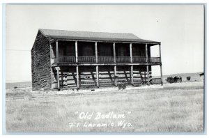 Fort Laramie Wyoming WY RPPC Photo Postcard Old Bedlam c1950's Vintage