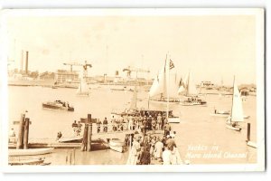 RPPC Yachts MARE ISLAND CHANNEL Vallejo, CA Sailboats 1943 Vintage Postcard