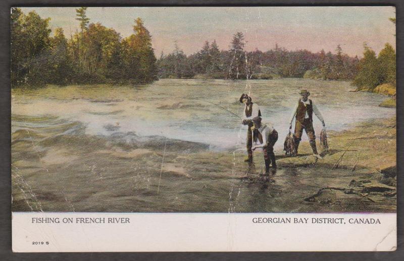 Fishing On French River eorgian Bay, Ontario 1908 Used - Has Creases