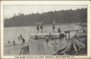 Winchester CT Camp Neewah Swimming Float c1915 Postcard