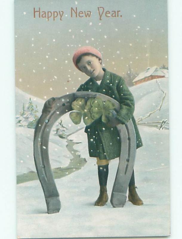 Divided-Back NEW YEAR SCENE Great Postcard W7577