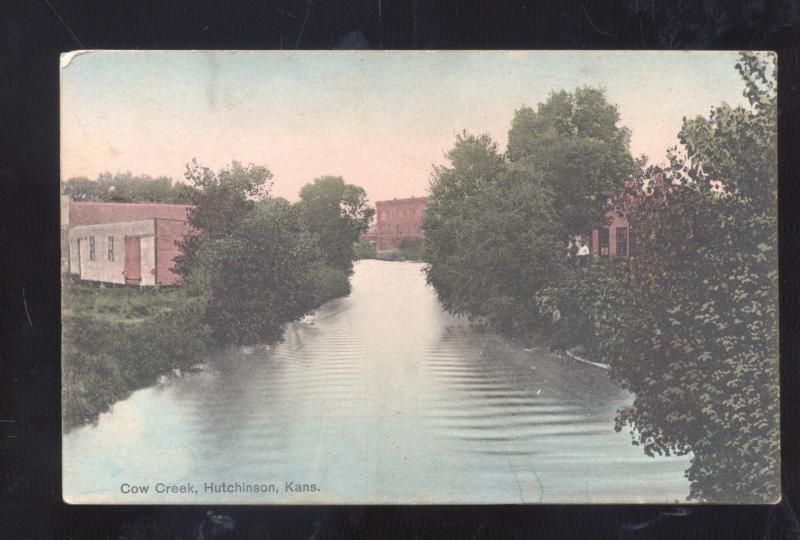 HUTCHINSON KANSAS COW CREEK SCENE VINTAGE POSTCARD GALVA KANSAS SODAY