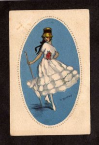 Artist Signed Adelina Zandrino Postcard Fancy Lady Woman, Wear Upper Left Corner