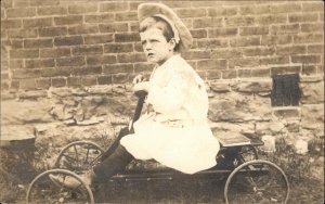 Little Boy in Hat Toy Pedal Car Keokuk IA 1906 Cancel Real Photo Postcard