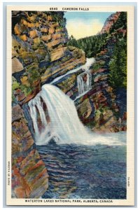 Alberta Canada Postcard Cameron Falls Wateron Lakes National Park c1930's