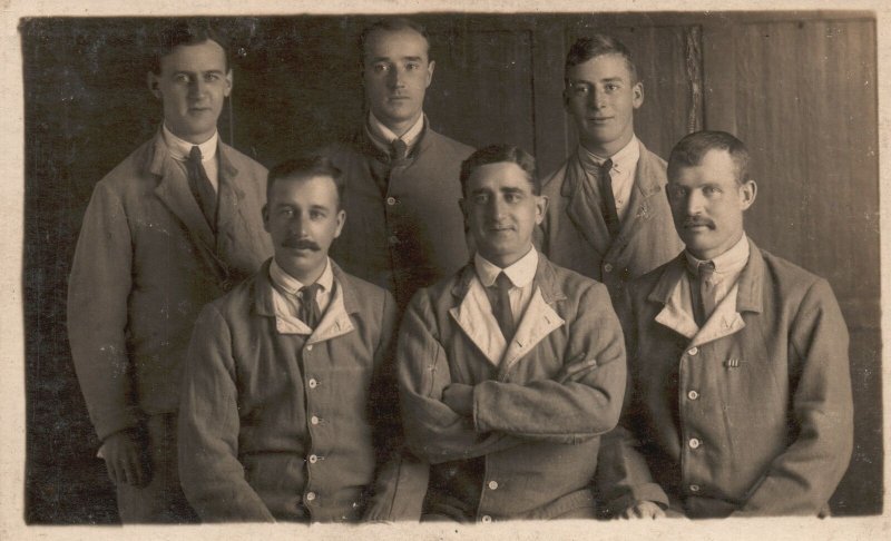 Vintage Postcard Six Handsome Gentlemen Brothers Wearing Suits One Frame RPPC
