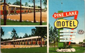 Linen Postcard Pine Lake Motel on U.S. 82 and 231 in Montgomery, Alabama