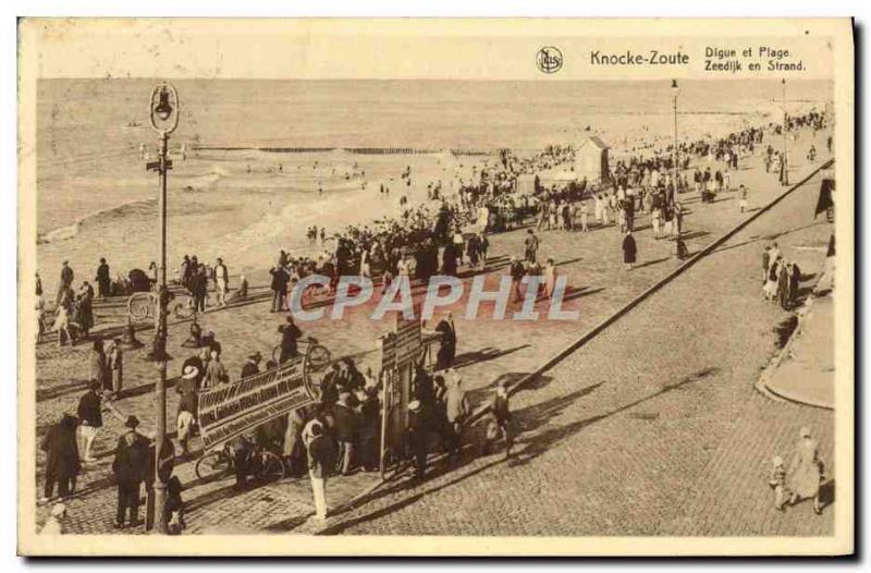 Old Postcard Knokke Heist Digue And Beach
