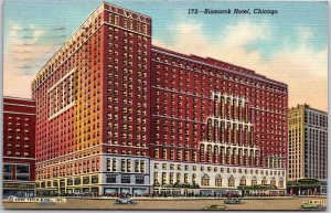 1949 Bismarck Hotel Chicago Illinois IL High-Rise Bldg. Street Posted Postcard