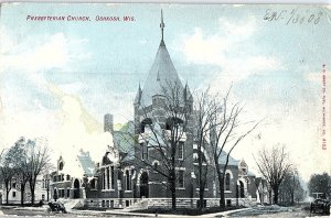 Postcard CHURCH SCENE Oshkosh Wisconsin WI AI3114