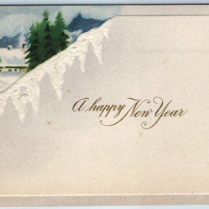 c1910s a happy New Year [High Quality] Embossed Gilt Paint Stencil Postcard A208