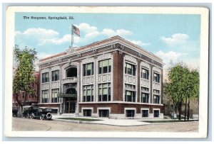 Springfield Illinois Postcard Sangamo Exterior Building Classic Car 1920 Vintage