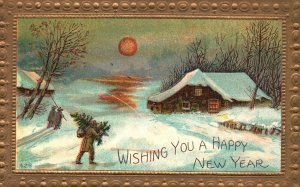 Vintage Postcard 1911 Wishing You A Happy New Year Special Holiday Greetings