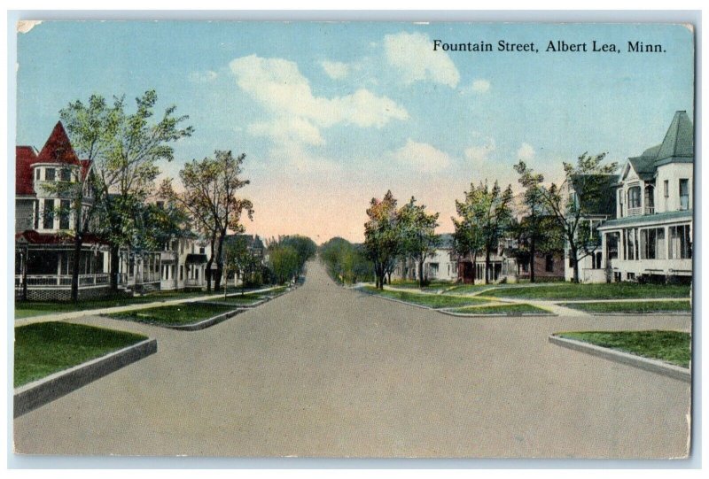 1915 Fountain Street Exterior View Houses Albert Lea Minnesota Vintage Postcard