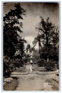 Sao Paulo Brazil Postcard Jardim Da Luz Fountain 1938 Vintage Posted