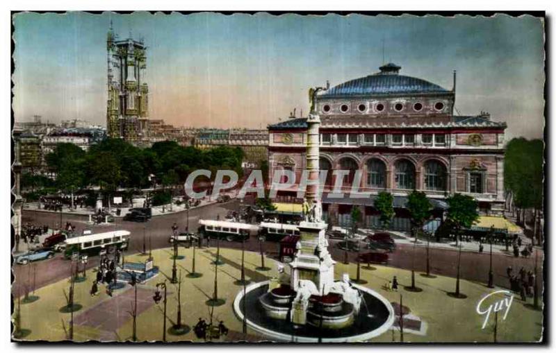 Old Postcard Paris And Its Wonders Place du Chatelet and Saint Jacques tower