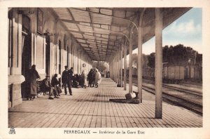 Algeria Perregaux Mohammadia Interieur de Gare Etat Train Station postcard C324