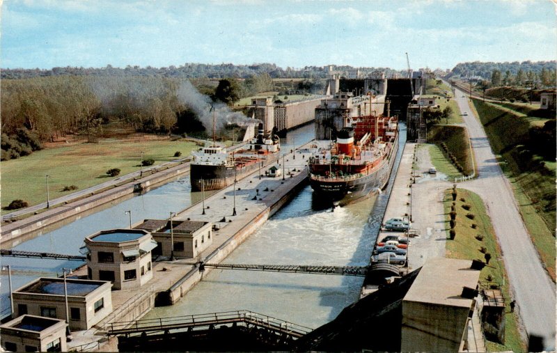 Welland Ship Canal, St. Lawrence Seaway, Thorold, Ontario, F. H. Postcard