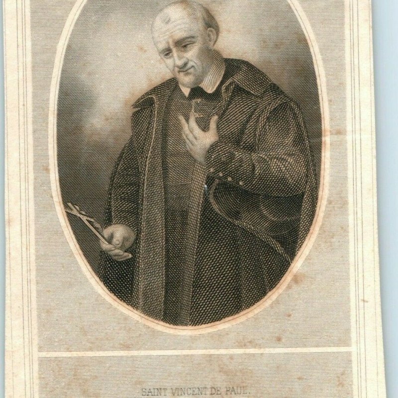c1860s-80s Saint Vincent de Paul Engraving Paper Trade Card Jesus Charity C23