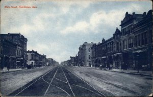 Hutchinson Kansas KS Main Street c1910 Vintage Postcard